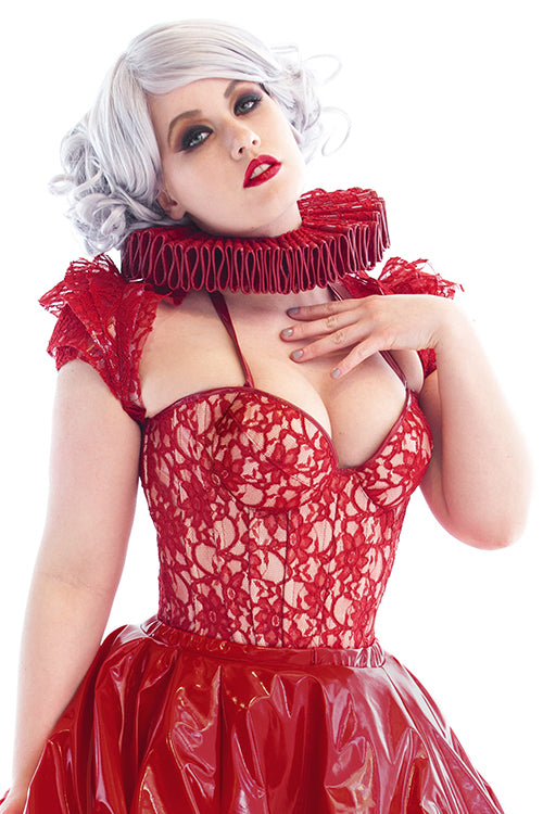 Red Corset With Cups Heart Shaped Corset High Quality Satin Lace